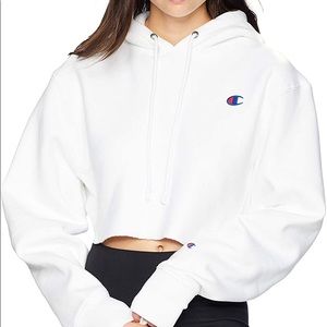White champion cropped hoodie